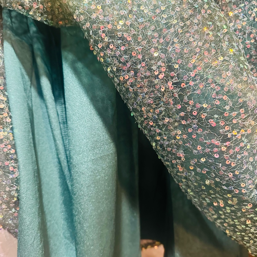 Emerald Sundae Altar’d State Mini Party Dress Sparkle Green & Gold S - Picture 7 of 16